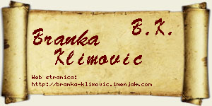 Branka Klimović vizit kartica